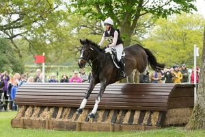 Becky Woolven riding Charlton Down Riverdance at the Sheep Feeder - Badminton Horse Trials 2017