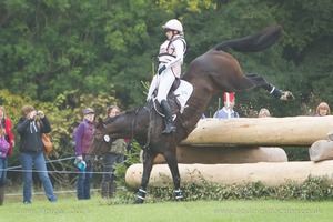 Rose Carnegie riding LANDINE does brilliantly not to come unstuck at the Gatehouse Stick Pile in the CCI3* Event at the 2015 Blenheim Palace International Horse Trials