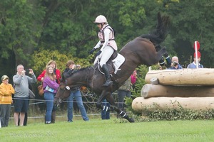 Rose Carnegie riding LANDINE does brilliantly not to come unstuck at the Gatehouse Stick Pile in the CCI3* Event at the 2015 Blenheim Palace International Horse Trials