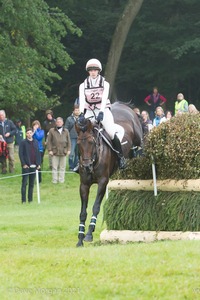 Rose Carnegie riding LANDINE at the Kent &amp; Masters Brush Corners in the CCI3* Event at the 2015 Blenheim Palace International Horse Trials