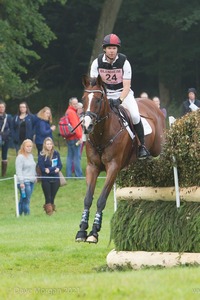Kevin McNab riding DUSTMAN at the Kent &amp; Masters Brush Corners in the CCI3* Event at the 2015 Blenheim Palace International Horse Trials