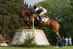 Vicky Brake riding LAST FLIGHT II at the Silk &amp; Stem Flower Pots in the CCI3* Event at the 2015 Blenheim Palace International Horse Trials