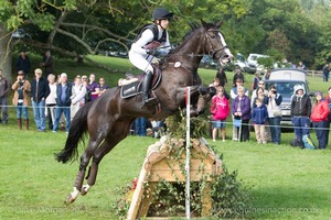 Sandra Auffarth riding ISPO at the JCB Water Splash in the CCI3* Event at the 2015 Blenheim Palace International Horse Trials