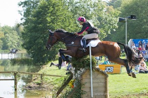 Helen Waterhouse riding MASTER DOUGLAS at the JCB Water Splash in the CCI3* Event at the 2015 Blenheim Palace International Horse Trials