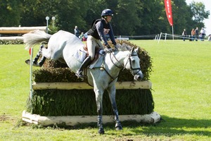 Piggy French riding SEAPATRICK DARK CRUISE at the Kent &amp; Masters Brush Corners in the CCI3* Event at the 2015 Blenheim Palace International Horse Trials