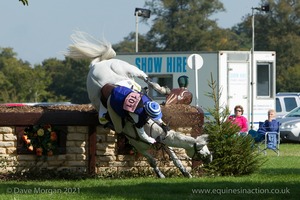 Olivia Wilmot riding COOL DANCER coming to grief at the Cotswold Life Stone Tables in the CCI3* Event at the 2015 Blenheim Palace International Horse Trials