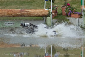 William Fox-Pitt riding DYNASTY comes to grief at the Hunter Field Water Complex (18A/B) - Gatcombe Festival of Eventing 2015