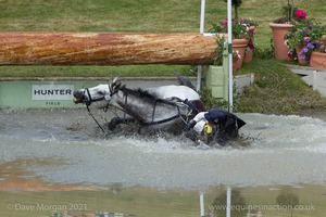 William Fox-Pitt riding DYNASTY comes to grief at the Hunter Field Water Complex (18A/B) - Gatcombe Festival of Eventing 2015