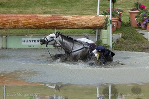 William Fox-Pitt riding DYNASTY comes to grief at the Hunter Field Water Complex (18A/B) - Gatcombe Festival of Eventing 2015