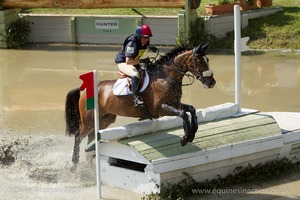 Rebecca Gibbs riding WOODLANDS SPRINGTIME at the Hunter Field Water Complex (22A/B) - Gatcombe Festival of Eventing 2015
