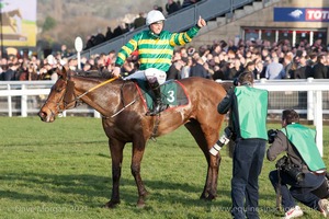 Cause of Causes & Mr. J.J. Codd after winning the Tony Balding National Hunt Chase for Gordon Elliott.