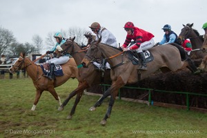 Temple Fortune, Elanamie Citizen and Young QC (closest) in the Carter Jonas Open Maiden Race