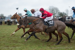 Temple Fortune, Elanamie Citizen and Young QC (closest) in the Carter Jonas Open Maiden Race