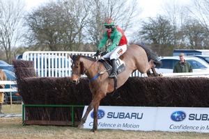 Union de Chenet clear the last. 1st Race: The Tom Lacey Maiden Race.